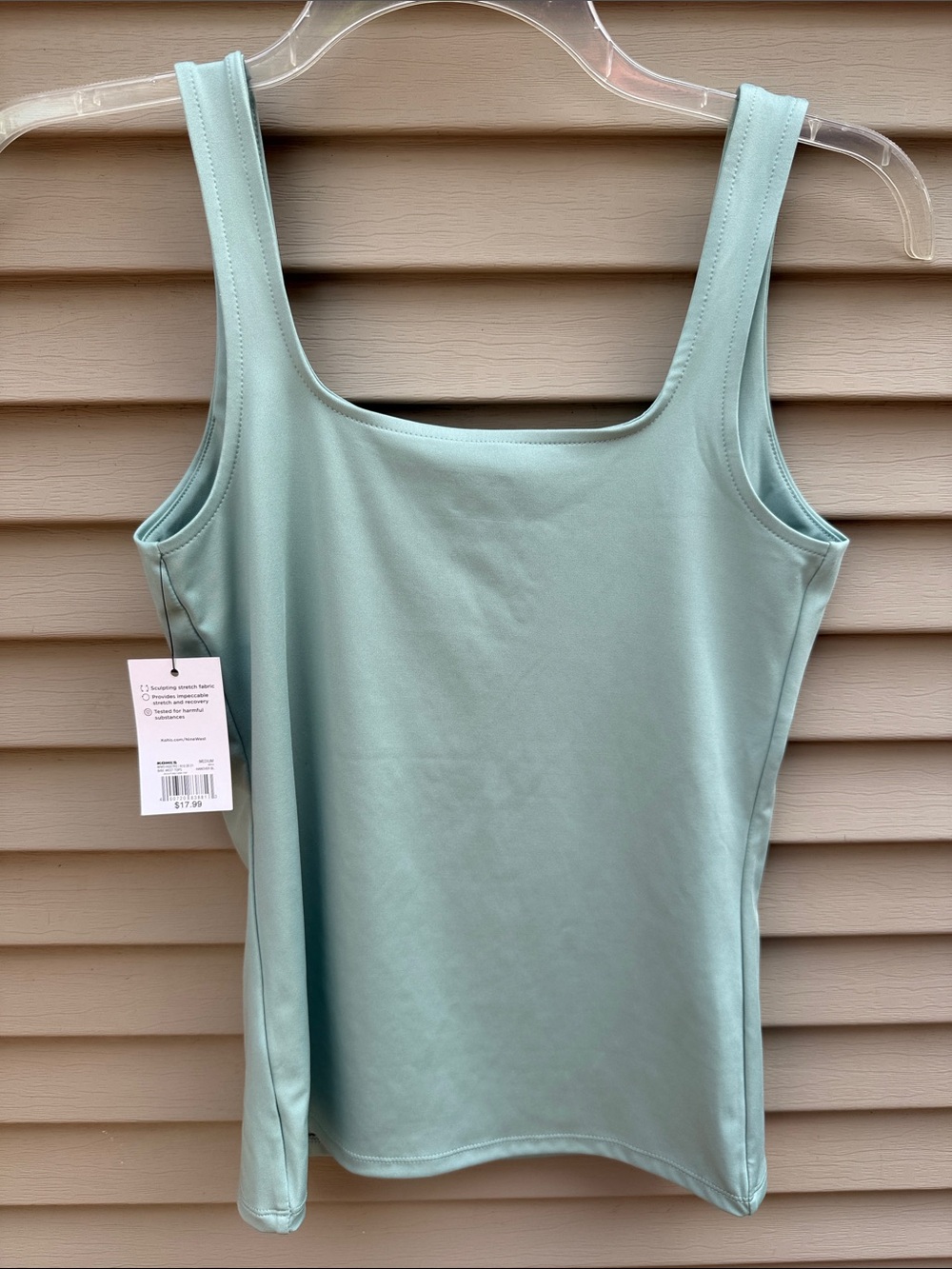 NWT Nine West Sculpt Squareneck Tank Top Color Green Size M - Picture 9 of 9